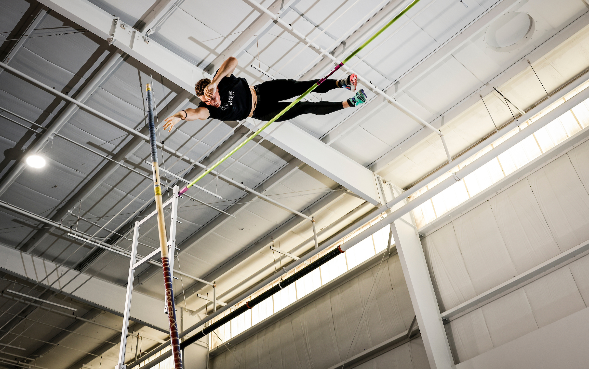 Pole vaulter in action